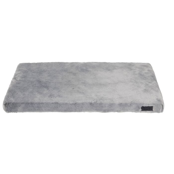 Baxter Bone Grey Faux Fur Plush Removable Cover Crate Mat - Large