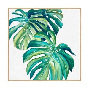 Artey | Botanical Monstera II - Framed Canvas - Natural Frame - 50 x 50cm