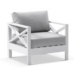 Kansas 1 seater Outdoor Aluminium Lounge Arm Chair White - Textured Grey