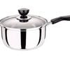 14cm Stainless Steel Milk Pot with Glass Lid Coffee Warmer w Handle