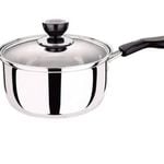 14cm Stainless Steel Milk Pot with Glass Lid Coffee Warmer w Handle