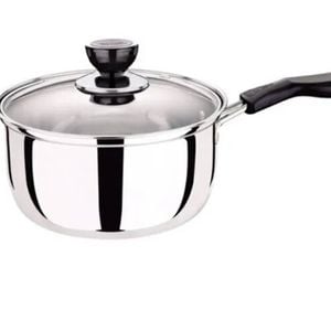 14cm Stainless Steel Milk Pot with Glass Lid Coffee Warmer w Handle
