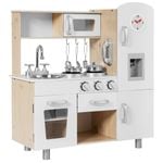 Costway Kids Kitchen Play Set Wood Pretend Play Set Children Cooking Toys w/Accessories Gift White