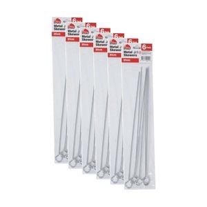 6x 6pc Culinary Kitchen Barbecue Grill Metal Skewers W/ Loop Handle 30cm