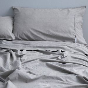 Canningvale Vintage Softwash Size Single Cotton Sheet Set Smokey Grey Melange