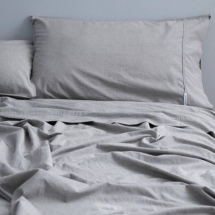 Canningvale Vintage Softwash Size Single Cotton Sheet Set Smokey Grey Melange