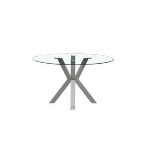 Elegant Collections Silver Miles Glass Dining Table