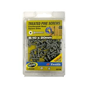 Zenith 8G x 20mm Tufcote® Square Drive Treated Pine Screw - 100 Pack