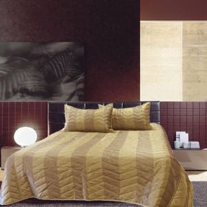 Rapee Faux Silk Coverlet Set Zig Zag Gold - Queen
