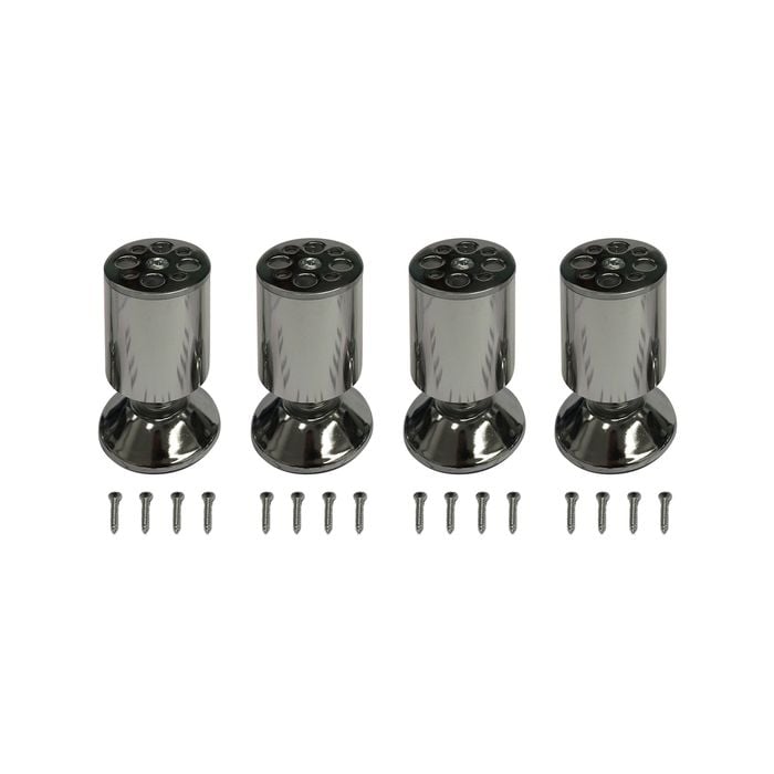 Adoored 50 x 100mm Silver Round Cabinet Leg - 4 Pack