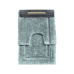 2pc Renee Taylor 2200 GSM Tufted Bath Mat Set Gray Mist