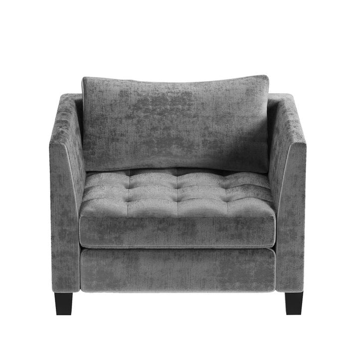 Ufurniture Single Sofa Chenille Modular Lounge Couch with Large Cushion Grey