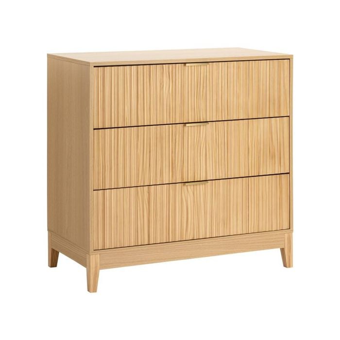 Adoria Chest 3 Drawer Storage Lowboy Dresser oak woodgrain