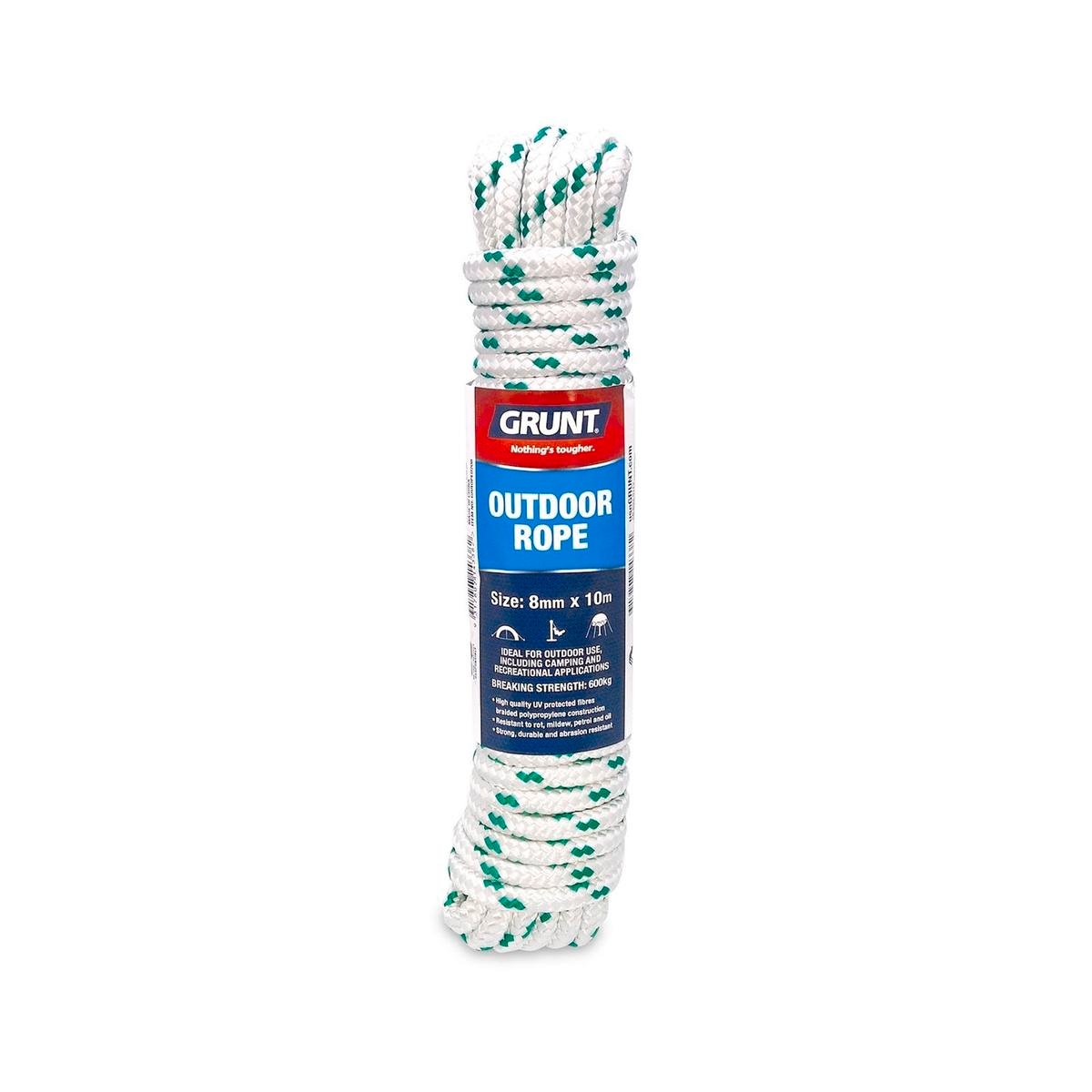 GRUNT 8mm x 10m White And Green Outdoor Rope - Bunnings New Zealand