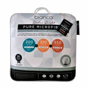 Bianca Relax Right Microfibre All Seasons Quilt 200GSM/350GSM White Single Bed