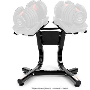 Powertrain Heavy Duty Ergonomic Adjustable Dumbbell Stand Weight Plate Rack Holder for Home Gym Strength Workout