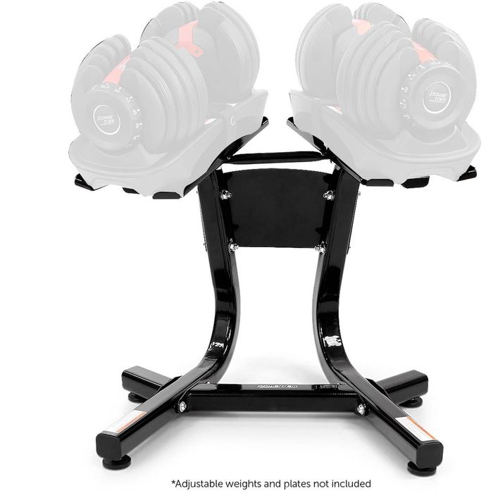 Powertrain Heavy Duty Ergonomic Adjustable Dumbbell Stand Weight Plate Rack Holder for Home Gym Strength Workout