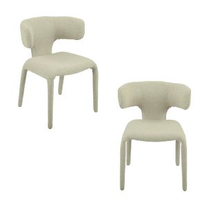 Yvon 2pc Set Boucle Fabric Dining Chair Ivory