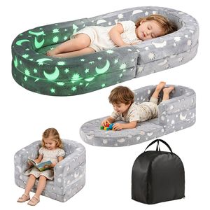 Advwin 3-in-1 Toddler Couch Folding Sofa Bed Grey