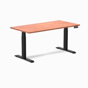 Desky Dual Red Cedar Softwood Sit Stand Desk 150x75cm Matte Black Frame Leg