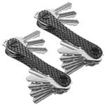 KeySmart Orginal - Compact Key Holder and Keychain Organiser (Up to 8 Keys) - Carbon Fiber 3K - 2 Pack