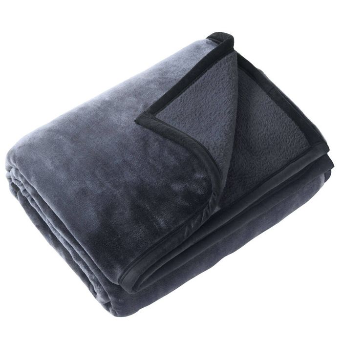 Onkaparinga Size Single Bed 160x210cm Charcoal Polyester Faux Mink Blanket