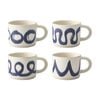 4pc Ecology Brae Stoneware Coffee Mugs Wavey Blue/white 340ml
