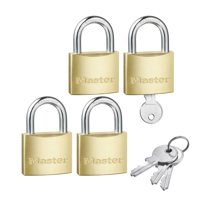 Master Lock 40mm Brass Keyed Padlock - 4 Pack