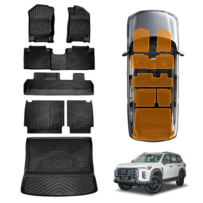 3d Floor Mats Boot Liner Set For Ldv D90 2025-onwards All Weather Heavy Duty Cargo Kick Mats Back Seat Protector Cover