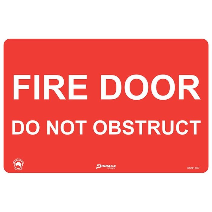Pinnacle Signage 300 x 200mm Fire Door Do Not Obstruct Sign