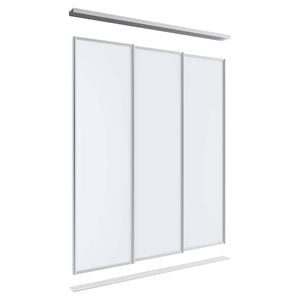 Lugna 2100 x 1800mm Clear Anodised Melamine Wardrobe Triple Sliding Doors