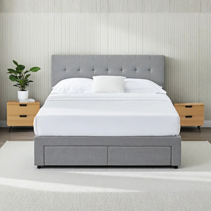Big Lot Silver Grey Isabella Bed Frame with Storage Drawers - Silver Grey, Double