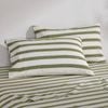 Dreamaker Cove Washed Cotton Yarn Dyed Wide Stripe Pillowcase Olive Twin Pack