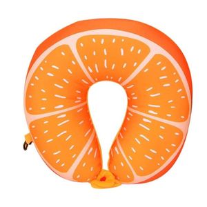 Catzon Travel Pillow Cartoon Fruit Foam Particles Headrest-Orange
