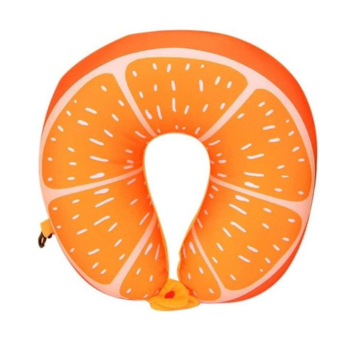 Catzon Travel Pillow Cartoon Fruit Foam Particles Headrest-Orange