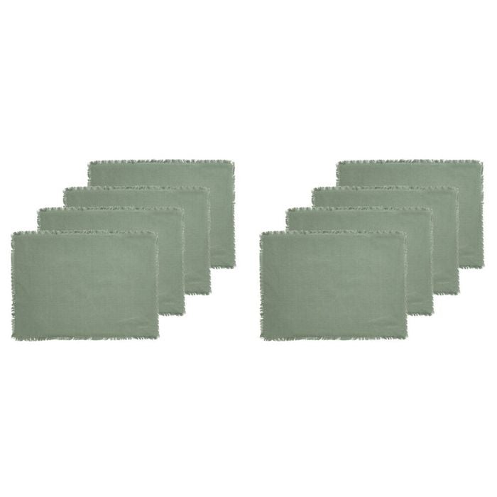 2x 4pc Ecology 100% Cotton Fray Dining Table Placemats Set 38x53cm Midday