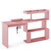 Ufurniture Nail Desk Manicure Table w/Dust Collector, Rotatable Reversible L-Shaped/Line-Shaped Pink