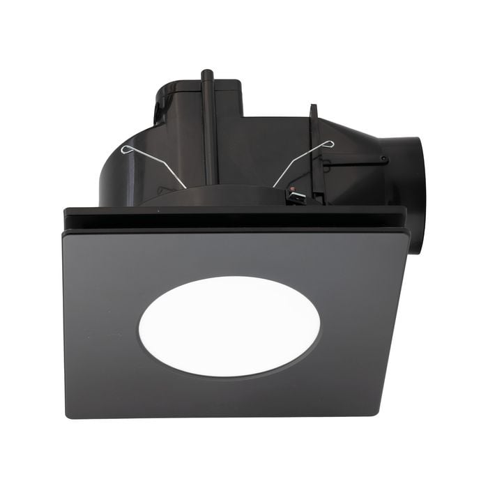 Mercator 240mm Black DIY Plug-In Square Exhaust Fan with Tri-Colour LED Light