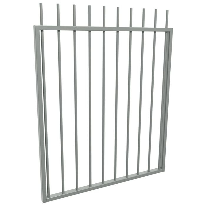 ProtectorAl 975 W x 1200mm H Palladium Silver Aluminium Picket Top Pool Gate