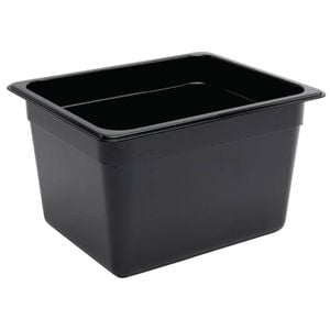 Vogue Gastronorm Food Pan Polycarbonate Black Gn 1/2 200mm Commercial Kitchen Storage