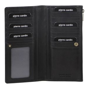 Pierre Cardin Perforated Leather Ladies Handy Travel Wallet Black