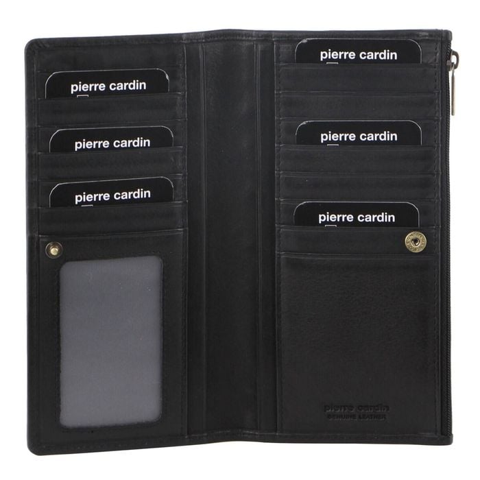 Pierre Cardin Perforated Leather Ladies Handy Travel Wallet Black