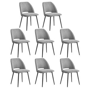 Oikiture 8x Dining Chair Accent Chairs Linen Fabric Grey