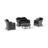 Plantation Outdoor Wicker Lounge Suite Brushed Grey With Coffee Table & Denim Cushions