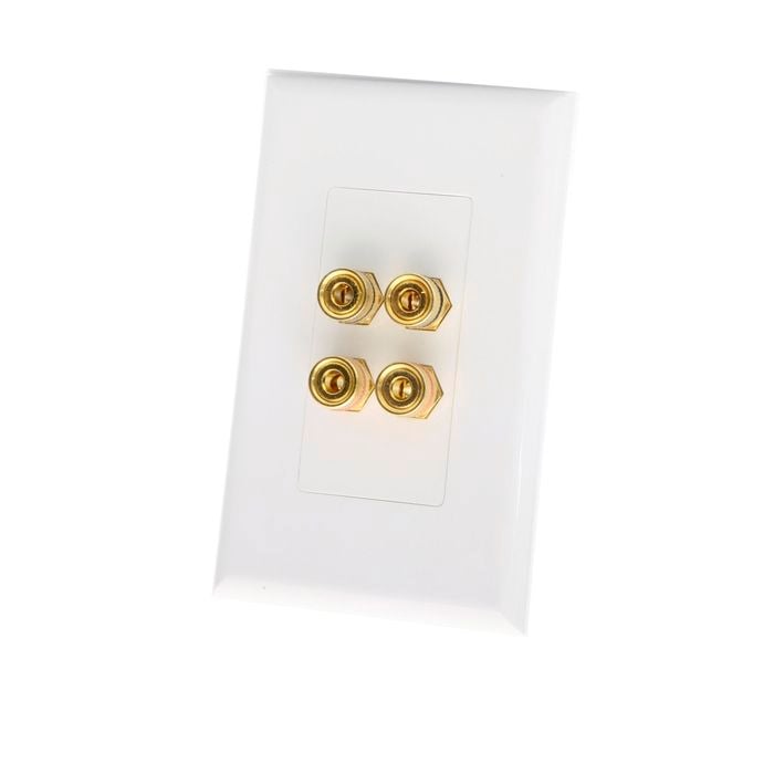Studio Acoustic 4 x 4mm Banana Socket Binding Post Wall Plate