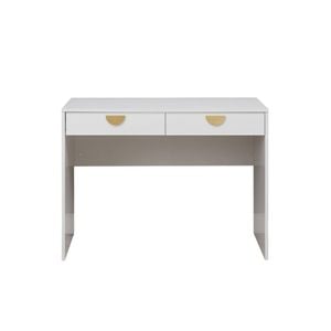 European Cabinetry Vj Panel Half Moon Brass Odessa Desk White
