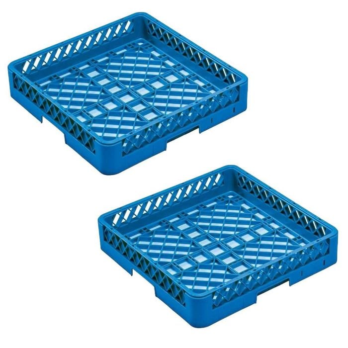 Caterrax Set Of 2 Commercial Dishwasher Open Cup Rack 500x500x100mm Blue