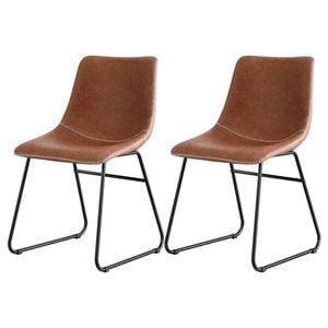 2x Artiss Dining Chairs Retro PU Leather Brown