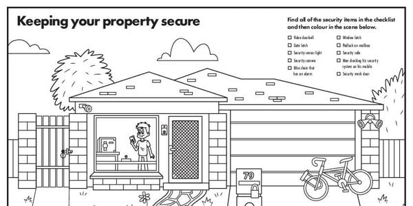 Colour in of home security features