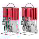 Avanti 48 Piece Stainless Steel Hanging Cutlery Set Red - 2 x 24pc